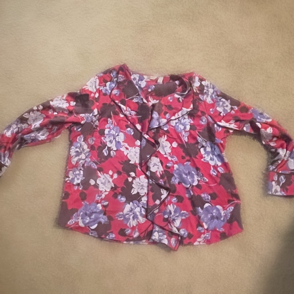 Floral Ruffle Pink and Purple Blouse